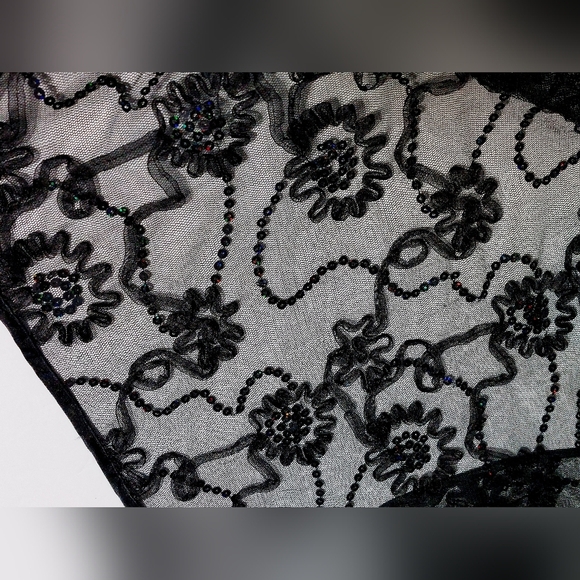 S.L. Fashions Sequin Mid Length Black Dress with Cover 20W - Picture 4 of 10